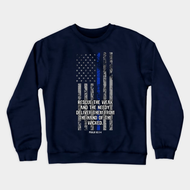 Thin Blue Line Flag Police Gifts Crewneck Sweatshirt by Scar